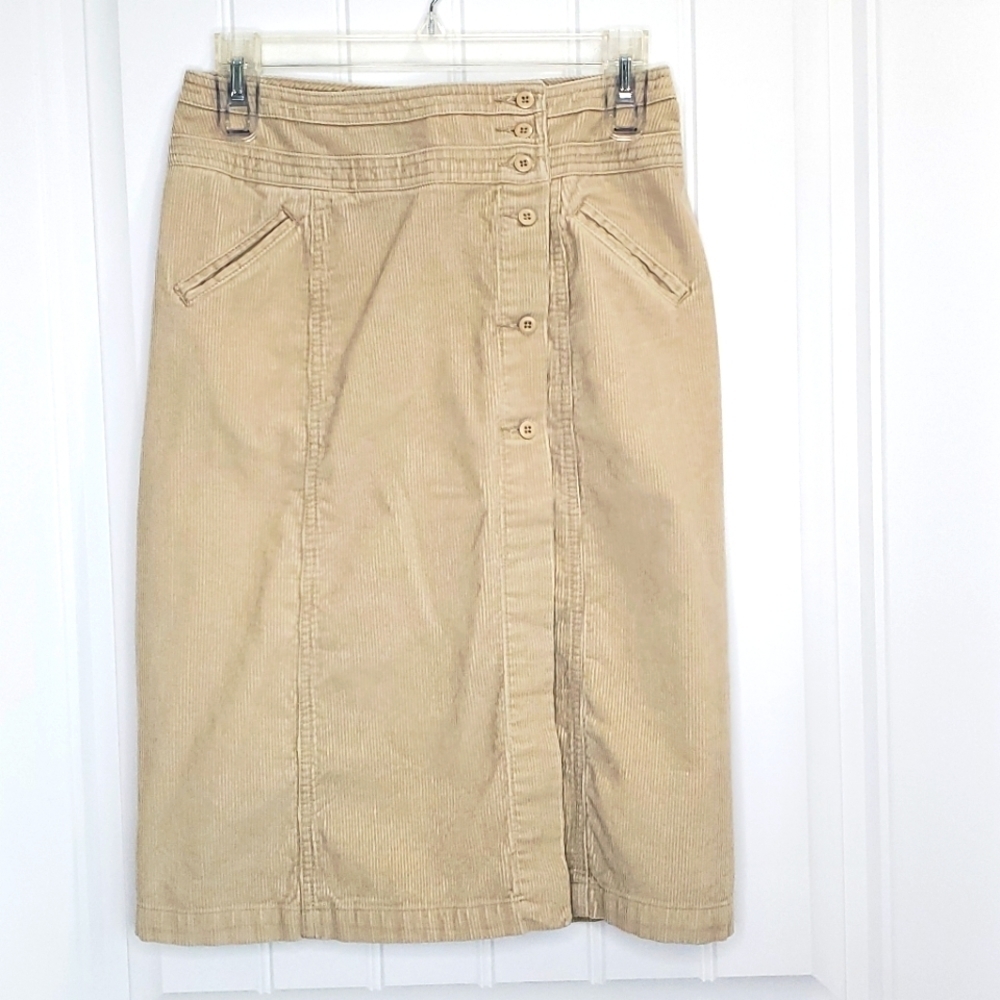 B Moss Button Down Corduroy Skirt Sz 2